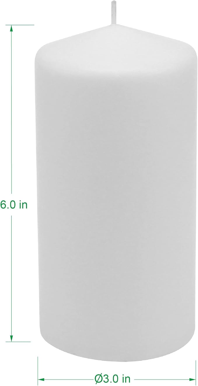 Stonebriar Unscented White Tall Pillar Candles, 65 Hour Burning Candle Pillars, Perfect for Decor, Weddings, Emergencies 3" X 6", 6 count