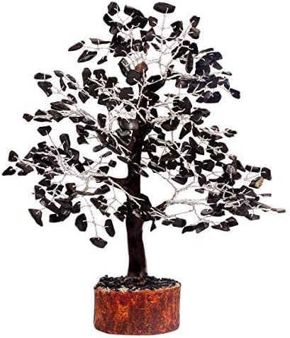 FASHIONZAADI Black Tourmaline Gemstone Tree - Crystal Tree of Life - Crystals and Stones Home Office Decor - Good Luck Gifts for Women