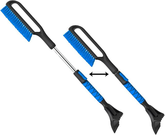 34.5" Snow Brush & Ice Scrapers for Car Windshield with Foam Grip for Cars Extendable, SUV, Trucks - Detachable Сar Scraper - No Scratch - Heavy Duty Handle, Snow Broom, Remover, Easy Scraper, Blue