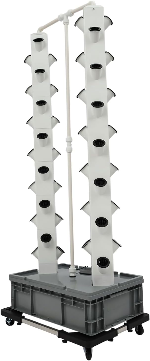 Hydroponic Growing Tower System Kit, 56-Plant Vertical Hydroponics Garden Tower with LED Grow Light, for Outdoor Indoor Herbs Fruits Vegetables Smart Garden Planter Kit