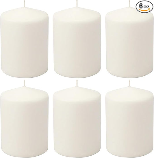Stonebriar Unscented White Tall Pillar Candles, 35 Hour Burning Candle Pillars, Perfect for Decor, Weddings, Emergencies 3" X 4", 6 count