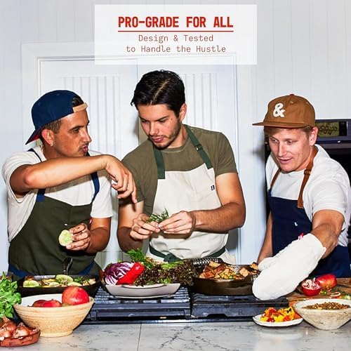 hedley & bennett Crossback Apron - Crossback Chef Apron with Pockets - 100% Cotton Denim, 8oz - Abalone Black