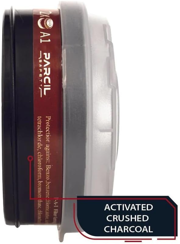 Parcil Distribution P-A-1 Replacement Filters - Carbon Activated Charcoal Organic Vapor Filter Set for PD-100 and T-60 Masks (Pack of 2)