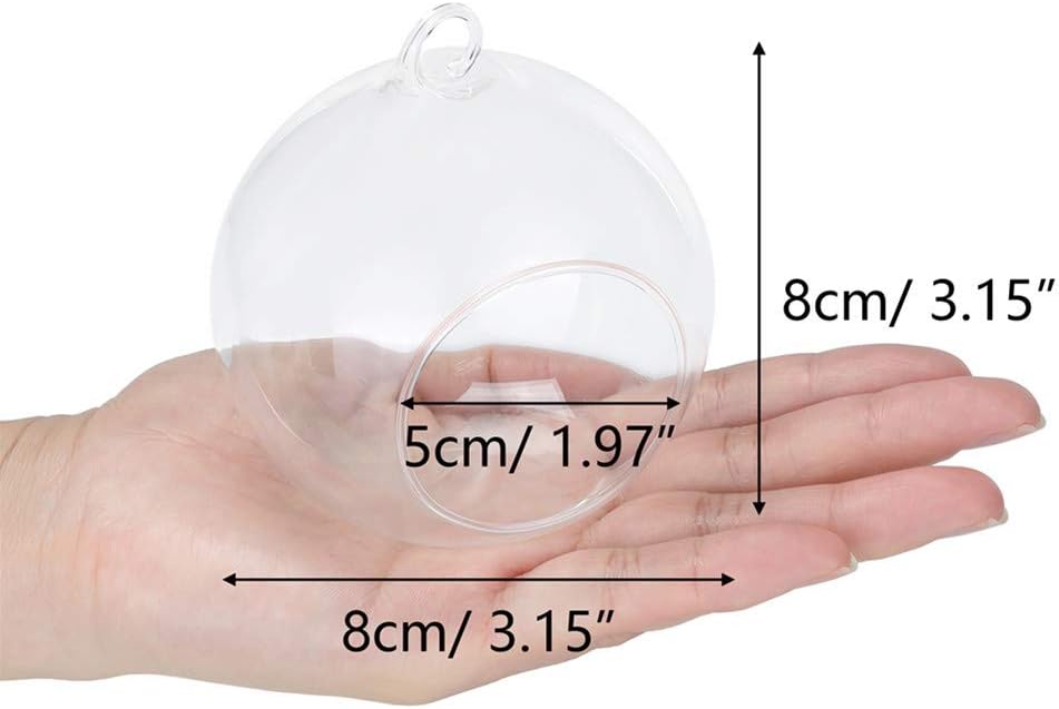12 Pcs 3.15"/ 8cm Hanging Glass Tealight Holder Globe with LED Tealight, Plant Terrariums Glass Orbs Air Plants Tea Light Candle Holders Home Decor Indoor Outdoor Garden DIY Gifts (12 Pcs)