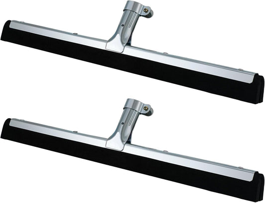 Lasnten 2pcs Double Foam Floor Squeegee for Concrete Industrial Floor Scrubber Stainless Steel Cleaning Squeegee with Rubber Heavy Duty Broom EVA Foam Blade for Garage Window Pool (22 Inch)