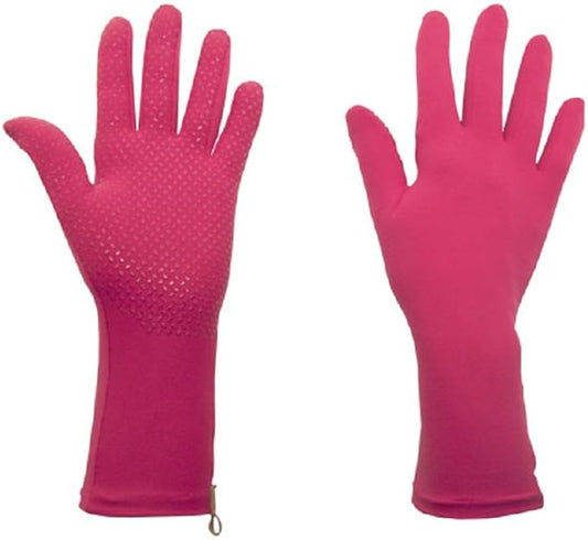 Foxgloves Grip Gardening Gloves, Large, Fuchsia Pink, Over the wrist protection with silicone grip ovals on palm