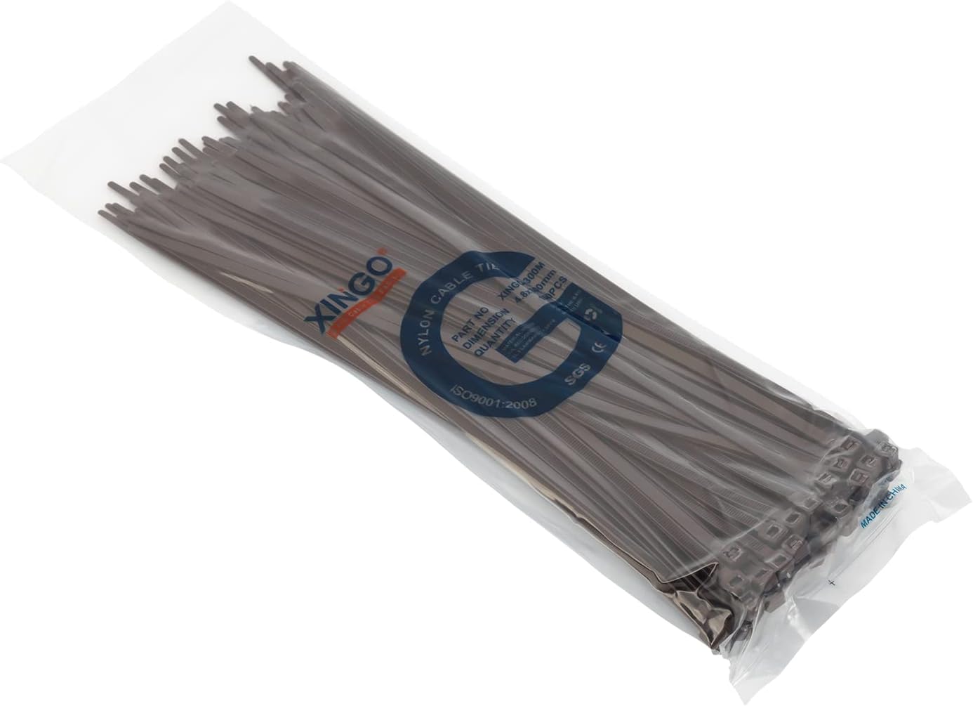 XINGO 100PCS Cable Zip Ties Heavy Duty, Premium Nylon Plastic Wire Ties with 50 Pounds Tensile Strength, Self-Locking Black Nylon Zip Ties for Indoor and Outdoor (12 inch, Brown)