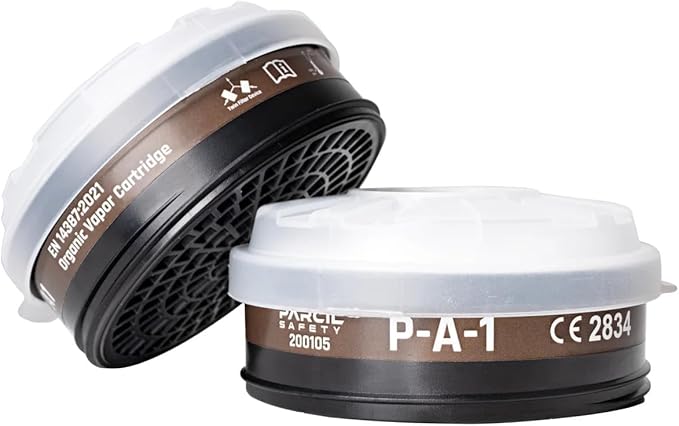 Parcil Distribution P-A-1 Replacement Filters - Carbon Activated Charcoal Organic Vapor Filter Set for PD-100 and T-60 Masks (Pack of 2)