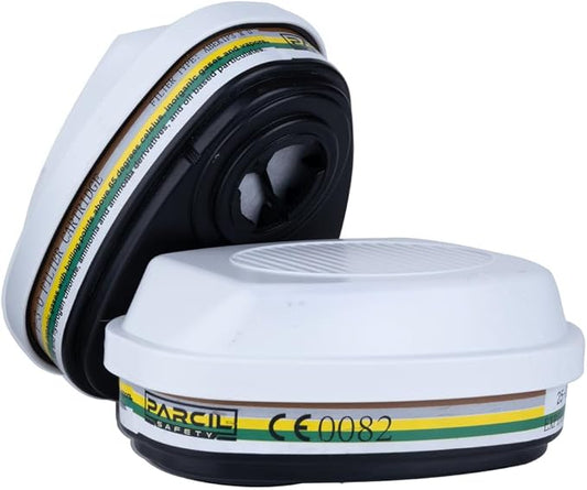 MaxPro P-3-O Replacement Filters - Carbon Activated Charcoal Filter Set - Bayonet Style Attachment - Filters Organic Vapors, Inorganic Vapors, Acidic Gases, Ammonia, 99.97% Particulates