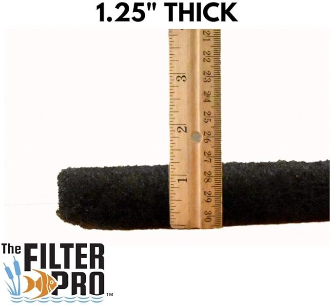 Black Coarse Filter Media, 1.25" Thick, 24" x 24" Pads, 4 Pack, Perfect for Aquariums, Ponds or Water Gardens, Made in USA