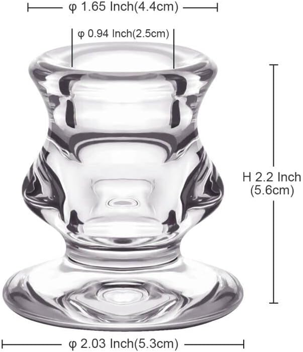 Clear Glass Candlestick Holders, Set of 2 Taper Candle Holders for Wedding, Decoration and Dinning