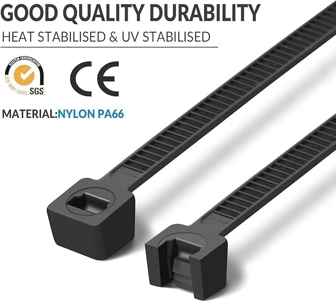 XINGO 8 Inch Yellow Zip Ties Heavy Duty 100 Pack, 120 LBS Tensile Strength, Premium Nylon Cable Wire Ties, Self-locking Plastic Ties for Indoor and Outdoor Use