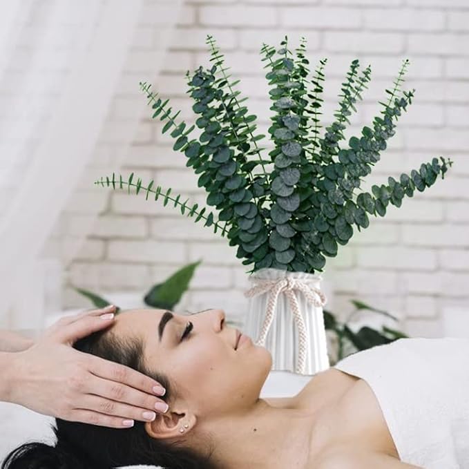 20 PCS Dried Preserved Eucalyptus for Shower, 17" Real Natural Fresh Hanging Eucalyptus Stems,Real Leaves Branches for Vase Filler,Bathroom,Wedding,Dried Flowers Arrangement Decor