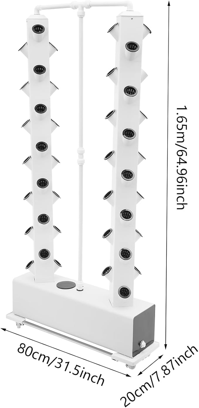 Vertical Hydroponics Growing System Kit, Indoor Growing System Planter Vertical Germination Kit Large Planting Baskets Large Water Tank Porous Design 4 Swivel Castors Automatic Watering System