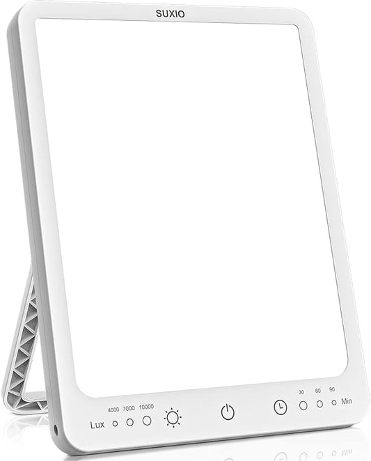 SUXIO Light Therapy Lamp - 10000 Lux Therapy Lights, 3 Timing & Mode Happy Lamp, Touch Control Daylight Lamp with Memory Function, Portable Light Therapy Box for Home/Office Use As Lift Mood