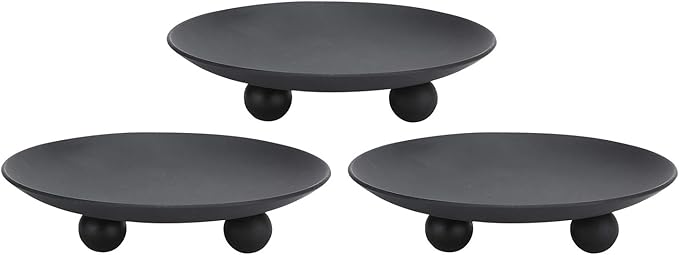 Decorative Iron Plate Candle Holder, Black, Set of 3,Candle Stand for LED & Wax Candles