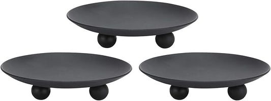 Decorative Iron Plate Candle Holder, Black, Set of 3,Candle Stand for LED & Wax Candles