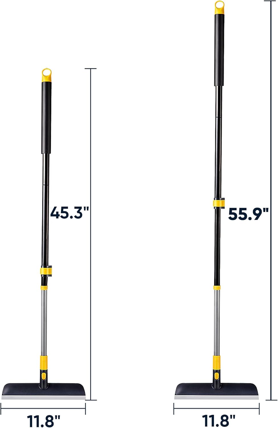 Yocada Floor Scrub Brush Telescopic Handle 2 in 1 Scrape Brush Stiff Bristle Shower Scrubber for Cleaning Patio Bathroom Garage Kitchen Wall Deck Tub Tile 55.9 inch Tall