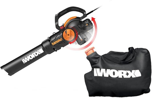 WORX Trivac 3 in 1 Electric Leaf Blower for Lawn Care, Leaf Vacuum with 600 CFM, Leaf Mulcher with Metal Impeller, WG512