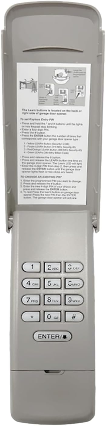 Universal Garage Door Opener Keypad for Liftmaster/Chamberlain/Craftsman/Genie/Linear/Wayne Garage Door Opener Keypad Wireless Keyless Entry Remote with Smart Learn Button or DIP Switch