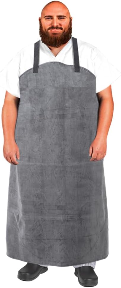 Urby Big and Tall Plus Size Work Apron: Flame Resistant Leather Welding Apron, Wood and Workshop Canvas. Butcher Rubber.