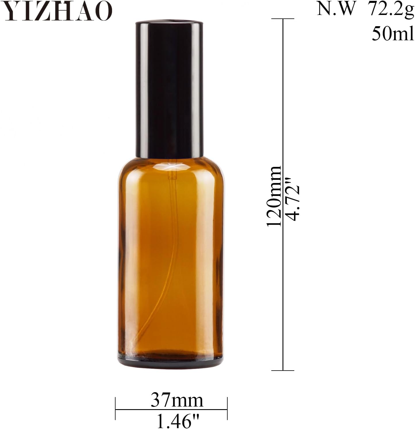 YIZHAO Amber Glass Spray Bottles 2oz, with Small Fine Mist Spray, Metal Cap, Refillable for Essential Oil,Travel,Cleaning,Perfume,Aromatherapy,Makeup – 6 Pcs