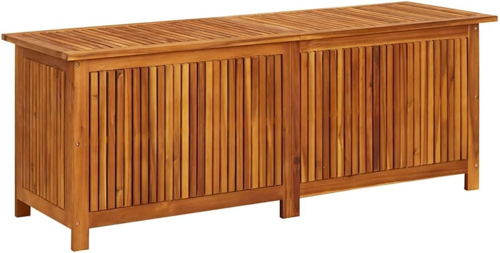 vidaXL Outdoor Storage Box, Deck Box with Gas-Lift Lid, Storage Chest with Water-Resistant Zippered Bag Inside, 59.1''x19.7''x22.8'', Solid Acacia Wood