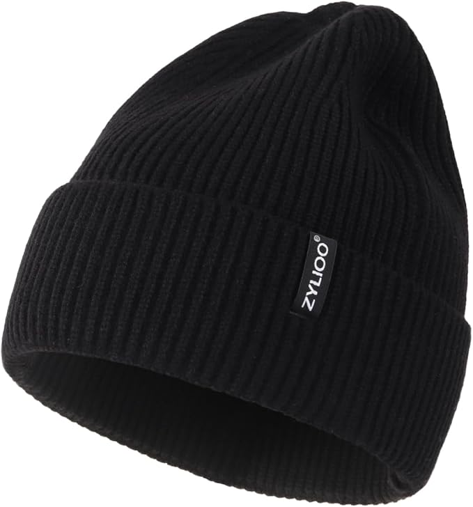Zylioo Oversize Beanie Hats, XXL Big Size Ribbed Knit Cuffed Winter Hat for Cold Weather, Warm Skull Watch Cap