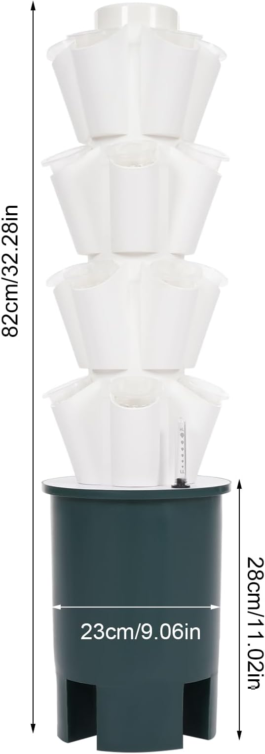 Hydroponics Growing System Kit 20 Pods Vertical Garden Tower Garden Growing System with Timer, Wheels, Indoor Hydroponic Planter for Vegetable, Fruit, Flower (Gray, 20 Pods)