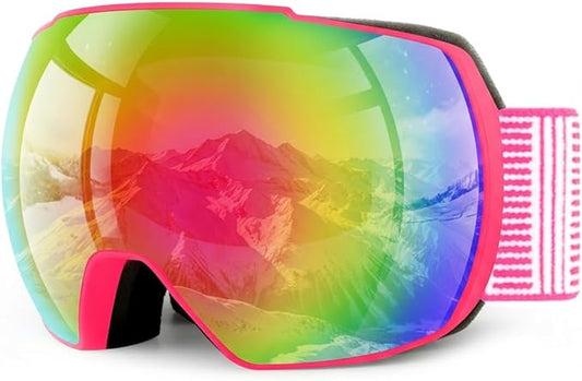 OULAIQI OTG Ski Goggles UV400 Anti-Fog Snowboard Glasses for Men Women Youth- Perfect for Skiing, Snowboarding,Winter Sports