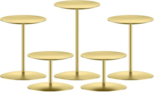 smtyle Christmas Gold Candle Holders for Pillar Candles Table Centerpieces Indoor Decoration Set of 5 Mantel Setting Dinner Party Wedding Event Elegant Gift