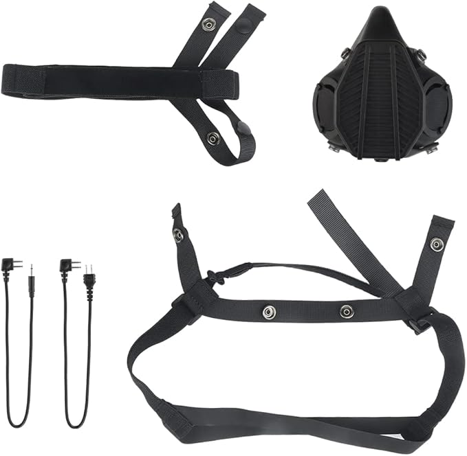 Tactical SOTR Half Face Mask Built-in Microphone Communication Replaceable Filter Antidust Mask for Airsoft Wargame