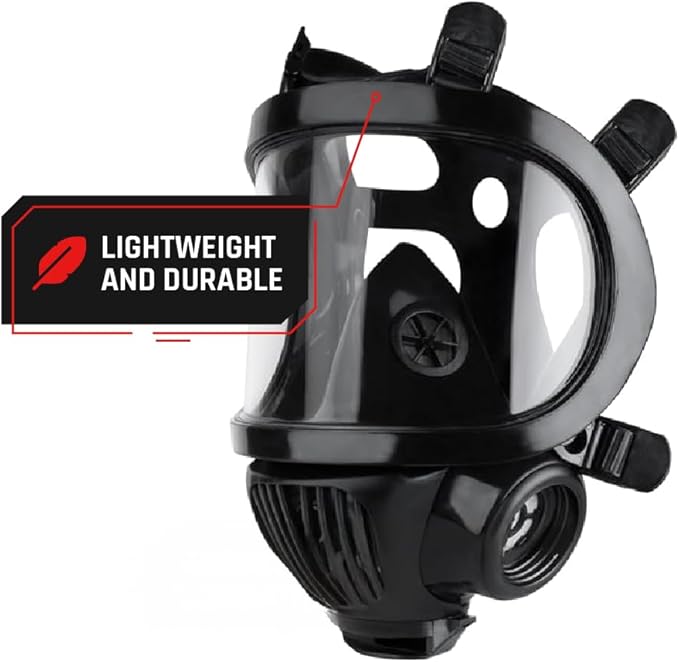 Parcil Distribution CS-100 Full-Face Respirator - Class 3 - Survival & Chemical Respirator Mask - 6-Point Harness & Dual 40mm NATO
