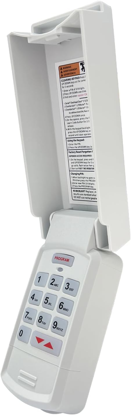 Universal Garage Door Opener Keypad Compatible with Genie/Liftmaster/Chamberlain/Craftsman/Linear/Wayne Garage Door Opener Keypad Replacement Both Works for DIP Switch and Smart Learn Button