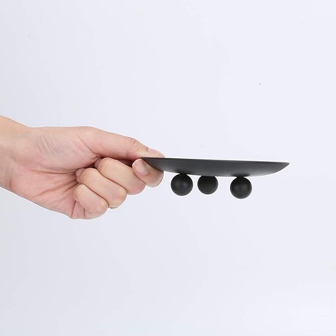 Decorative Iron Plate Candle Holder, Black, Set of 3,Candle Stand for LED & Wax Candles