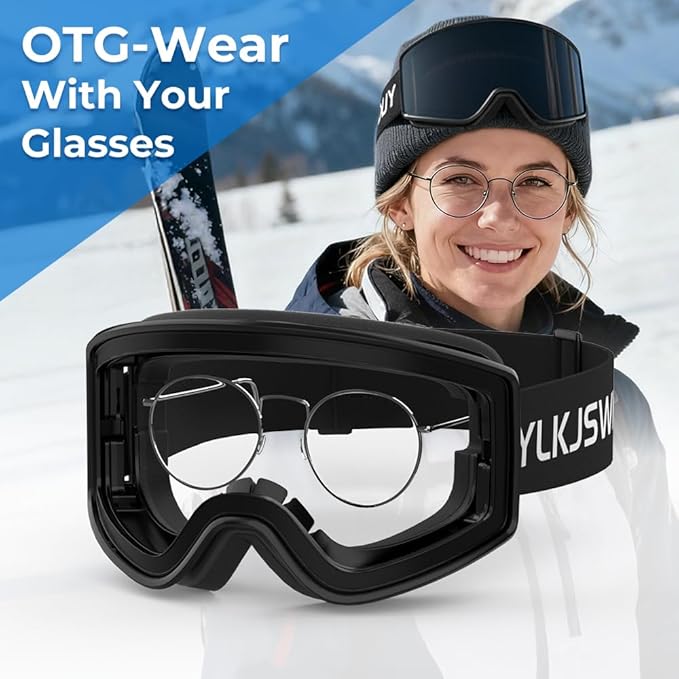 Ski Goggles for Men Women, OTG Snow Goggles, UV Protection Snowboard Goggles for Adult & Youth, Snowmobile, Sledding