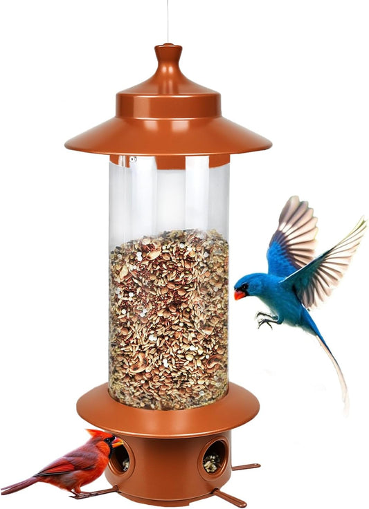 Squirrel Proof Bird Feeder for Outdoor, Gravity Sense Squirrel Proof Wild Bird Feeders for Finch Cardinal Chickadee, 4.8LB Large Capacity Hanging Birdfeeder