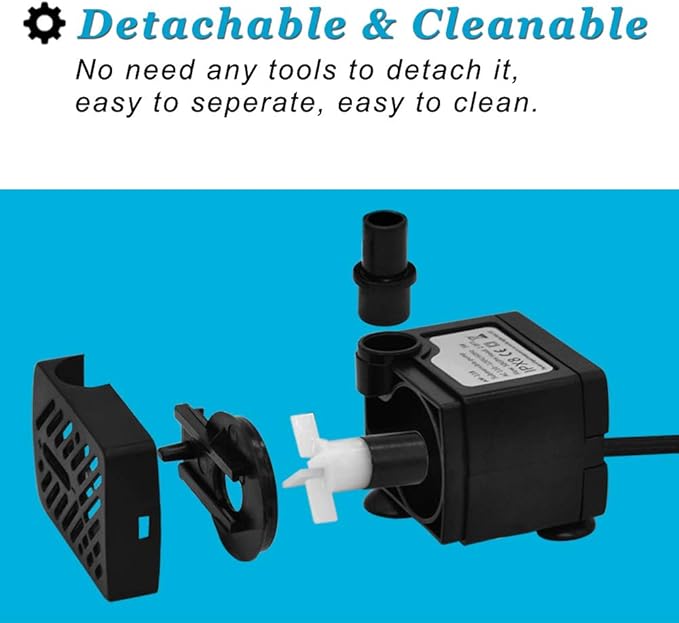 DOMICA (80GPH 4W) Mini Submersible Water Pump with 2.2FT Tube for Pond, Aquariums, Fish Tank, Hydroponics, Tabletop Fountain, Pet Fountain, Indoor or Outdoor Fountain Pump