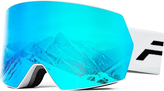 Ski Goggles for Men Women,Frameless UV Protection OTG Anti-fog Snowboard Snow Skating Goggles