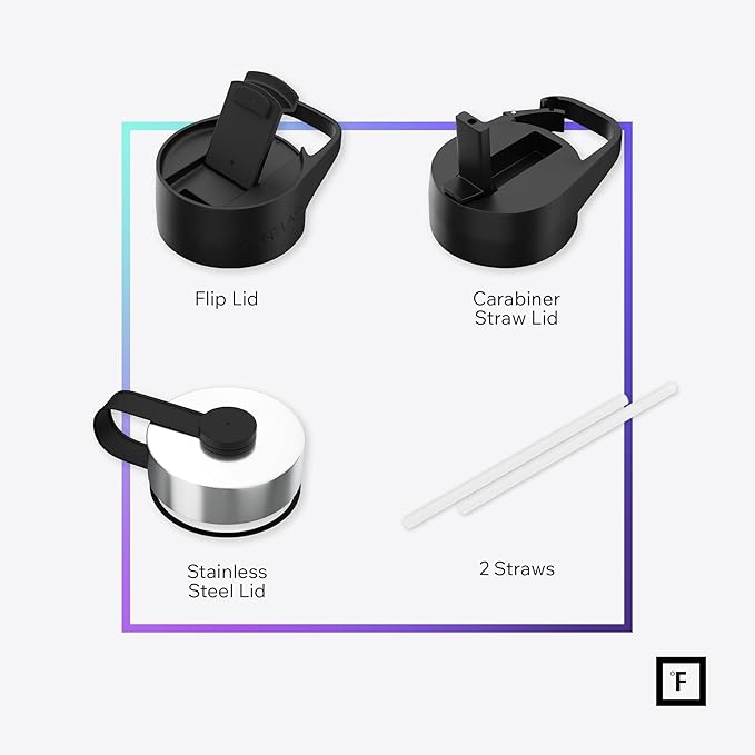 IRON °FLASK Camping & Hiking Hydration Flask with Straw, Wide Mouth Insulated Stainless Steel Sports Water Bottle - 64 oz Dark Rainbow