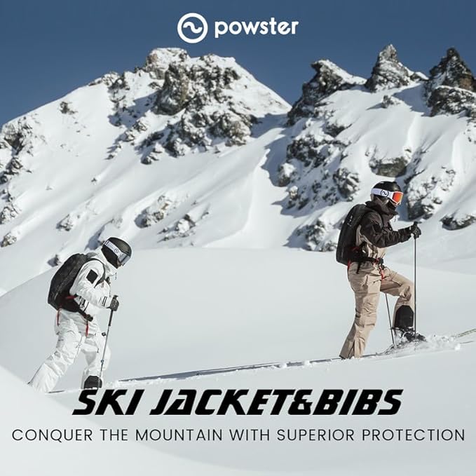 Powster Ski Goggles Snow OTG Snowboard Goggles Magnetic Interchangeable Lens Frameless UV Protection Anti-fog mobile Skating