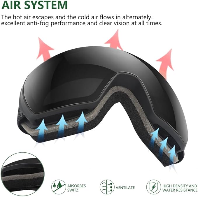 OULAIQI OTG Ski Goggles UV400 Anti-Fog Snowboard Glasses for Men Women Youth- Perfect for Skiing, Snowboarding,Winter Sports