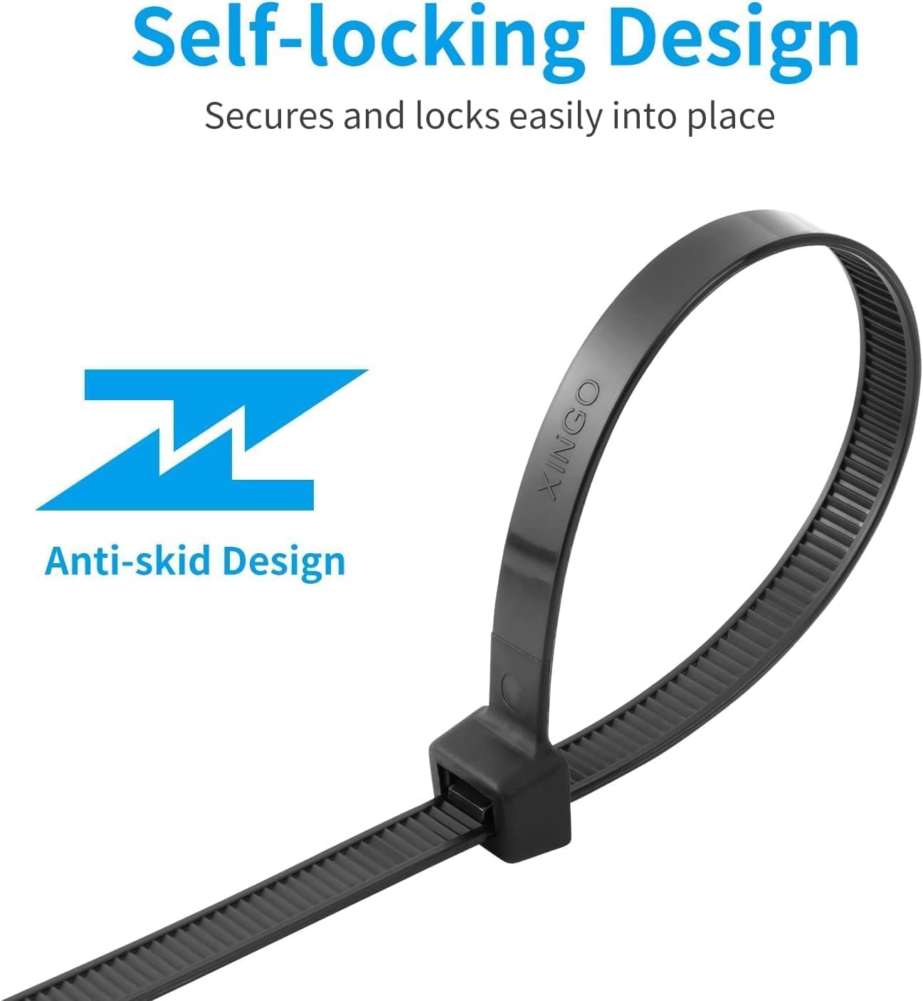 XINGO 12 Inch Silver Zip Ties Heavy Duty 100 Pack, 120 LBS Tensile Strength, Premium Nylon Cable Wire Ties, Self-locking Plastic Ties for Indoor and Outdoor Use