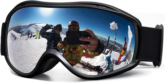 AVV Ski Goggles UV Protection, Anti-Fog Snowboard Snow Goggles OTG for Men Women Adults & Youths