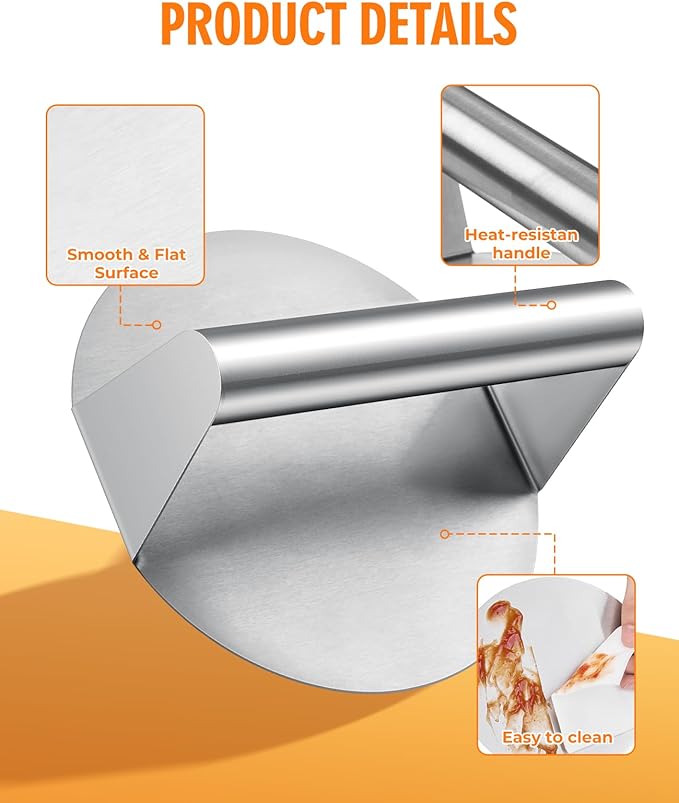 homenote Griddle Accessories for Blackstone, Commercial Grade 12 Inch Heavy Duty Melting Dome with Round Stainless Steel Smash Burger Press Perfect for Flat Top Hibachi Grill Outdoor Indoor