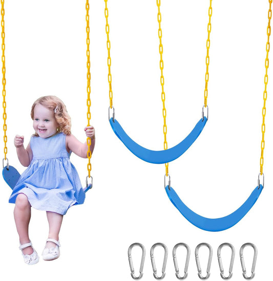Sunnyglade 3PCS Swings Seats Heavy Duty with 66" Chain, Playground Swing Set Accessories Replacement with Snap Hooks, Support 250lb (3, Blue)