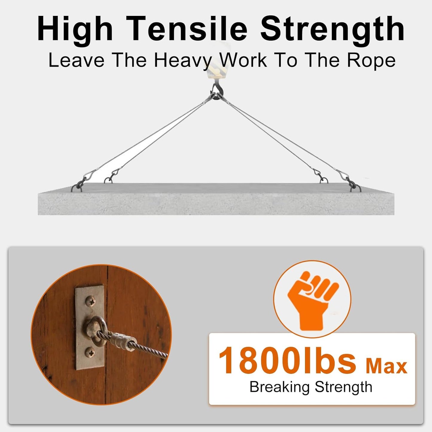 1/8" wire cable, 100ft Wire Rope Metal Cable With Loop Sleeve And Steel Thimble, Outdoor hanging kit, garden fence (SR03-1)