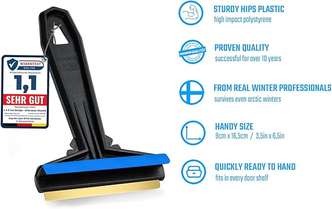 Car Ice Scraper Brass Blade - Fast, Effortless, efficient & Easy - Brass Ice Scrapers for Car Windshield Ice Scraper - Brass Ice Scraper for Car - Original Murska from Europe - for Winter A054