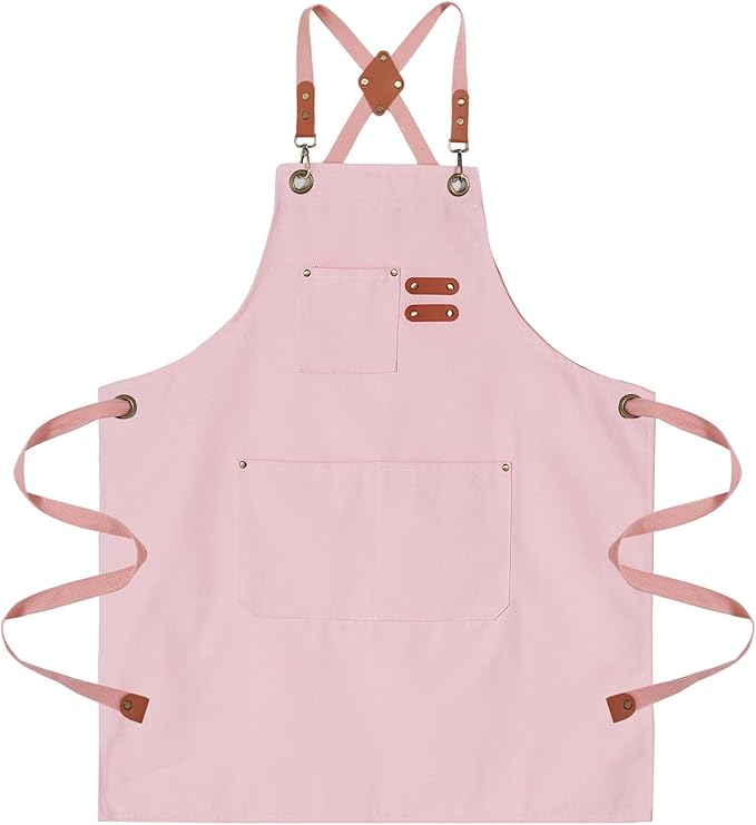 Chef Aprons for Men Canvas Apron with Large Pockets and Adjustable Neck Strap for Cooking,BBQ, Gardening