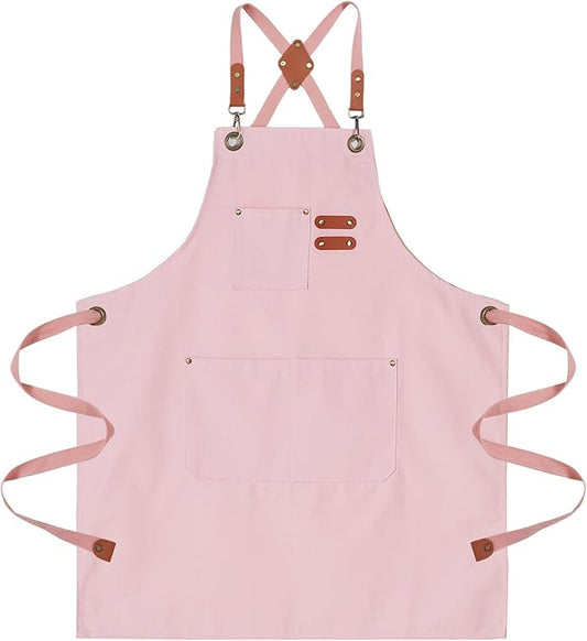 Chef Aprons for Men Canvas Apron with Large Pockets and Adjustable Neck Strap for Cooking,BBQ, Gardening